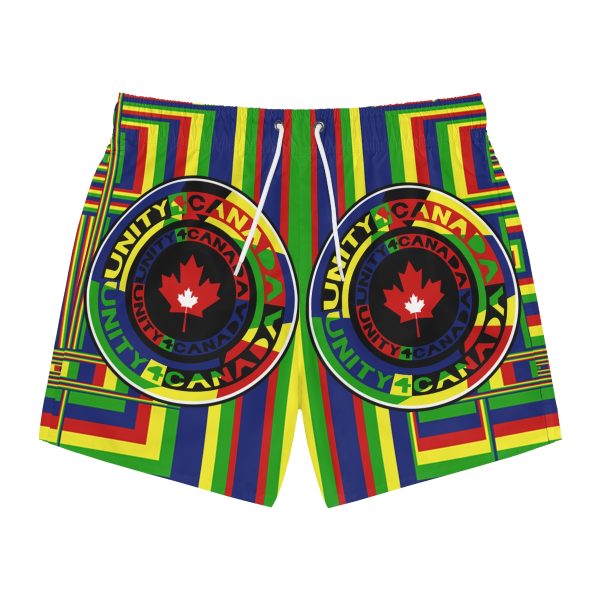 Swim Trunks (AOP) - Unity4Canada - Multi Coloured - Geometric BG - Image 14