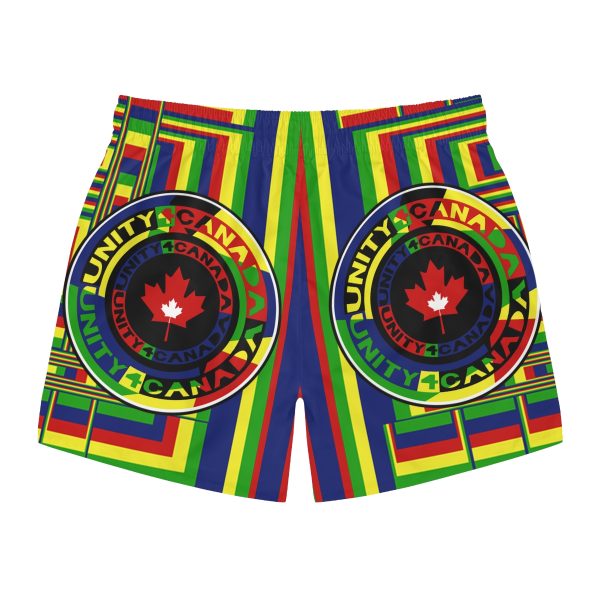 Swim Trunks (AOP) - Unity4Canada - Multi Coloured - Geometric BG - Image 15