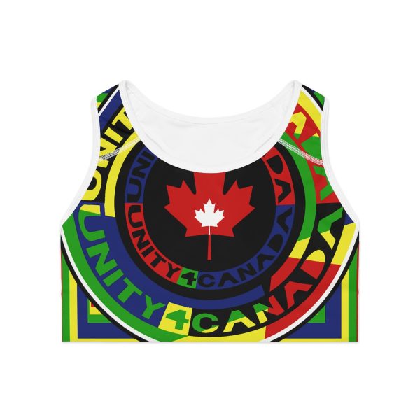 Sports Bra (AOP) - Unity4Canada - Multi Coloured - Geometric BG