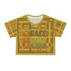 Crop Tee (AOP) - END RACE BASED LAW - Earth Tones - Geometric BG - Image 2