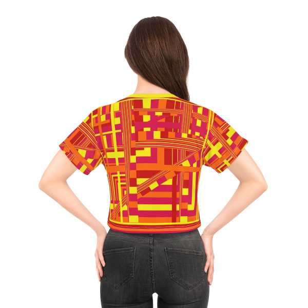 Crop Tee (AOP) - END RACE BASED LAW - Sunset Colours Geometric BG - Image 24