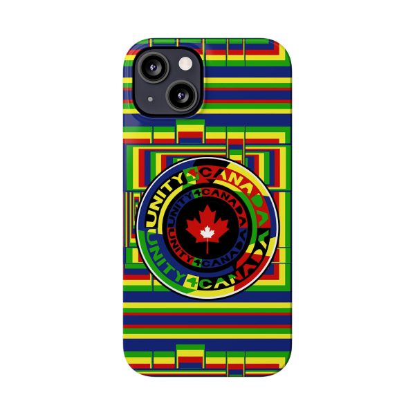 Slim Phone Cases - Unity4Canada - Multi Coloured - Geometric BG - Image 47