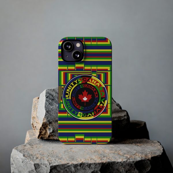 Slim Phone Cases - Unity4Canada - Multi Coloured - Geometric BG - Image 50