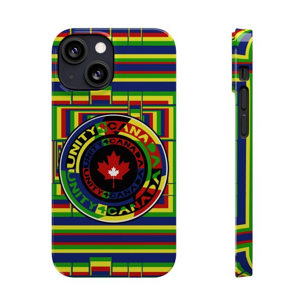 Slim Phone Cases - Unity4Canada - Multi Coloured - Geometric BG - Image 51