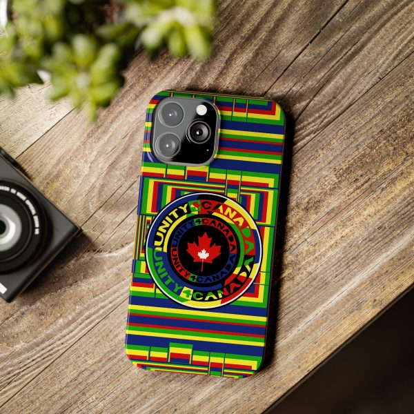 Slim Phone Cases - Unity4Canada - Multi Coloured - Geometric BG - Image 64