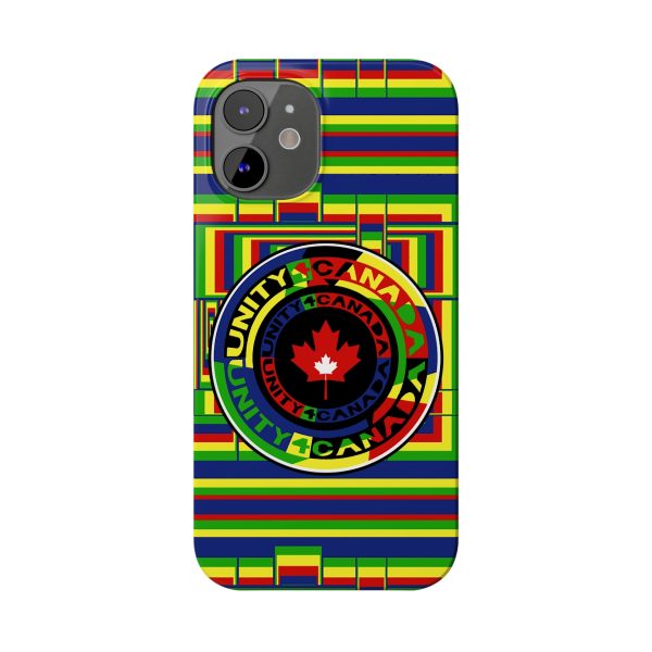 Slim Phone Cases - Unity4Canada - Multi Coloured - Geometric BG - Image 67