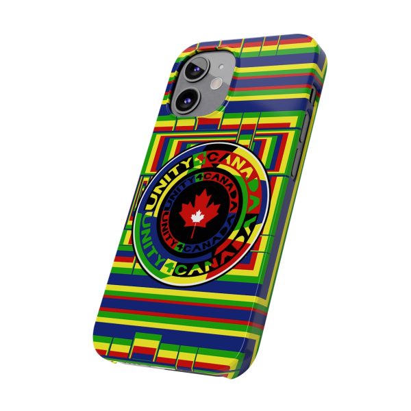 Slim Phone Cases - Unity4Canada - Multi Coloured - Geometric BG - Image 68