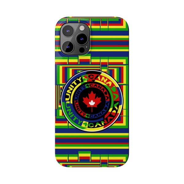Slim Phone Cases - Unity4Canada - Multi Coloured - Geometric BG - Image 12