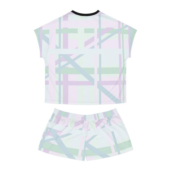 Women's Short Pajama Set (AOP) - END RACE BASED LAW - Tinted Whites - Geometric BG - Image 9