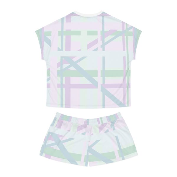 Women's Short Pajama Set (AOP) - END RACE BASED LAW - Tinted Whites - Geometric BG - Image 3