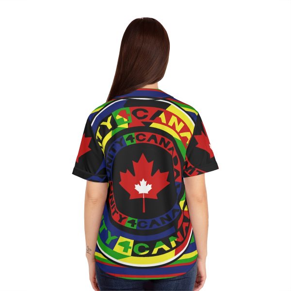 Women's Baseball Jersey (AOP) - Unity4Canada - Multi Coloured - Geometric BG - Image 10
