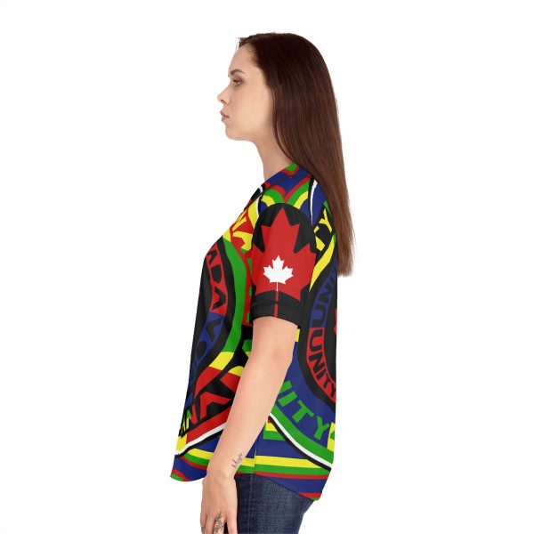Women's Baseball Jersey (AOP) - Unity4Canada - Multi Coloured - Geometric BG - Image 11