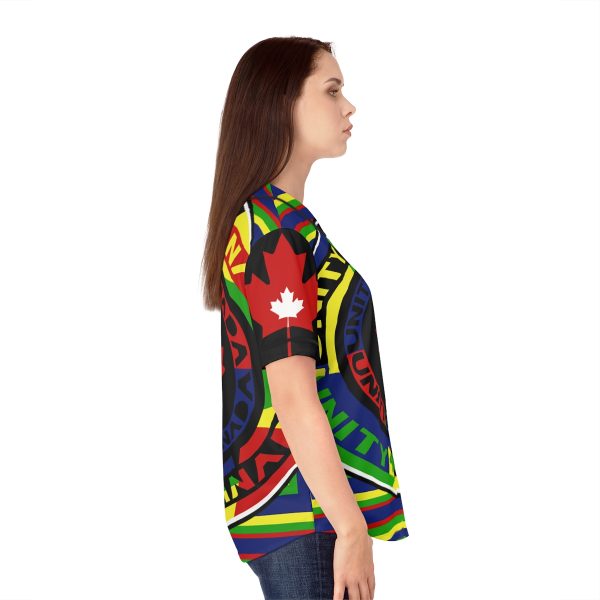 Women's Baseball Jersey (AOP) - Unity4Canada - Multi Coloured - Geometric BG - Image 18
