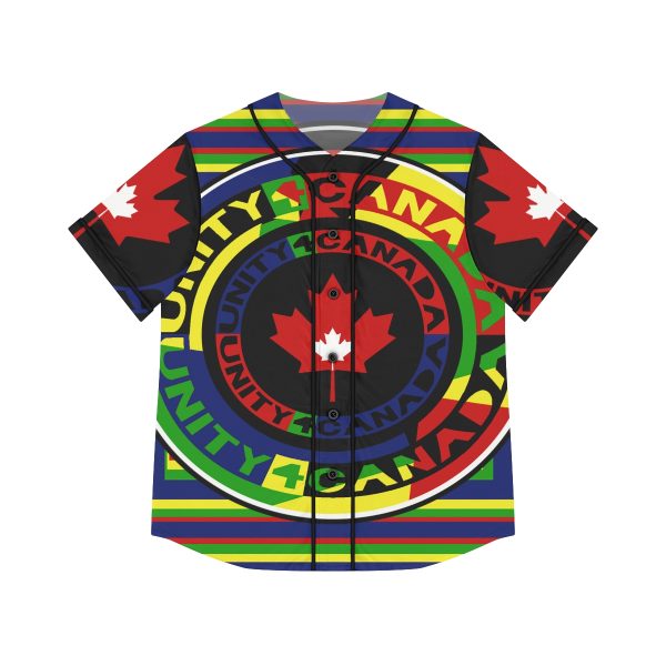 Women's Baseball Jersey (AOP) - Unity4Canada - Multi Coloured - Geometric BG - Image 13