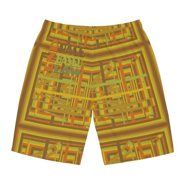Men's Board Shorts (AOP) - END RACE BASED LAW - Earth Tones - Geometric BG - Image 11