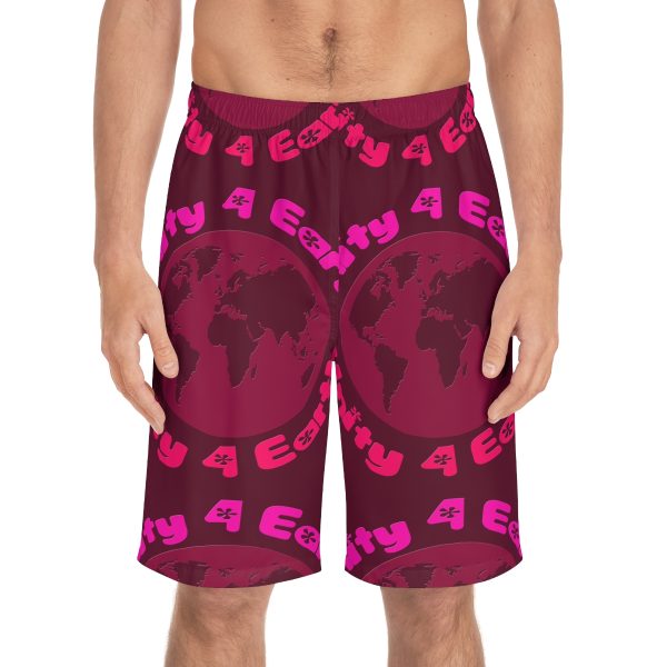 Men's Board Shorts (AOP)  - Unity4Earth Oval - Pinks - Wine BG