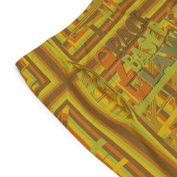 Men's Board Shorts (AOP) - END RACE BASED LAW - Earth Tones - Geometric BG - Image 32