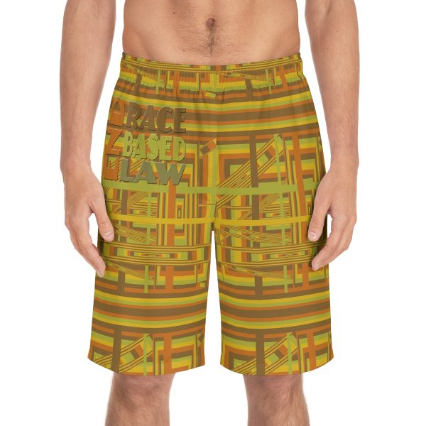 Men's Board Shorts (AOP) - END RACE BASED LAW - Earth Tones - Geometric BG - Image 25