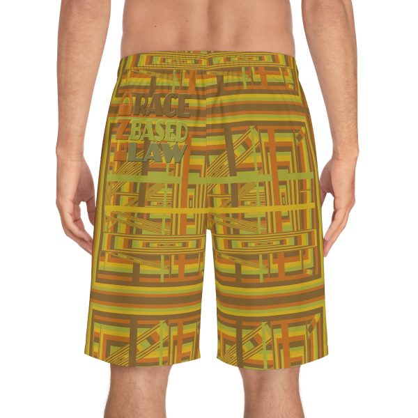 Men's Board Shorts (AOP) - END RACE BASED LAW - Earth Tones - Geometric BG - Image 36