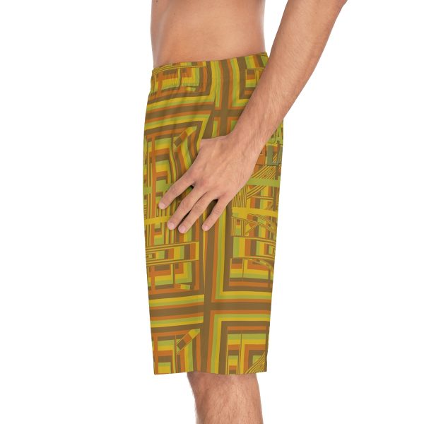 Men's Board Shorts (AOP) - END RACE BASED LAW - Earth Tones - Geometric BG - Image 37