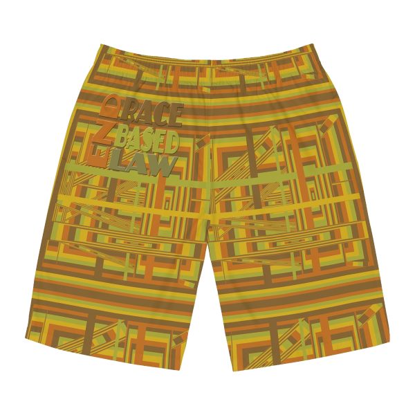Men's Board Shorts (AOP) - END RACE BASED LAW - Earth Tones - Geometric BG - Image 34