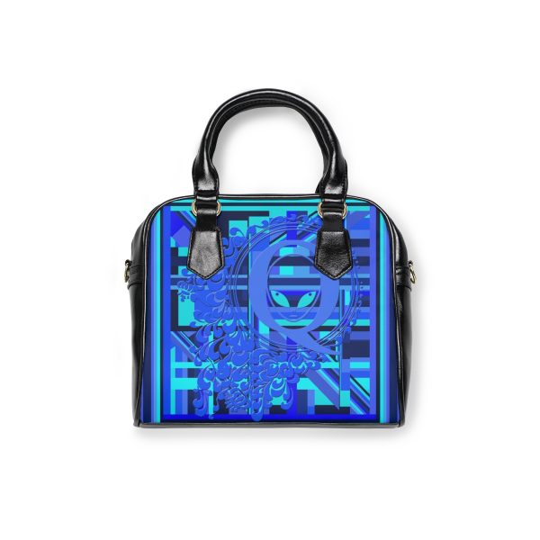 Shoulder Handbag - Q Splash Geometric Multi Blue BG - Image 2