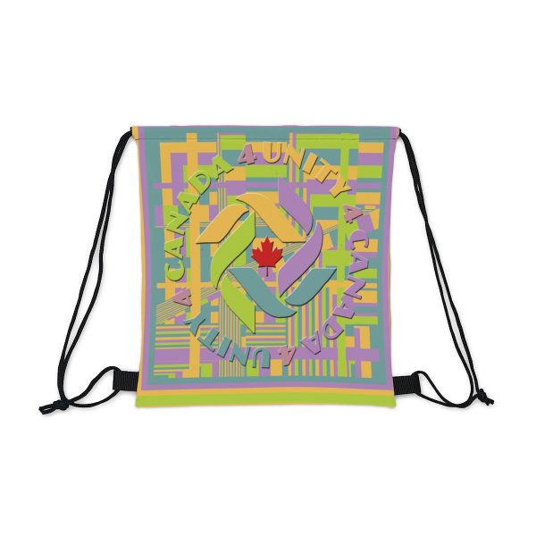 Outdoor Drawstring Bag  - Unity4Canada - Pastels - Geometric BG - Image 2