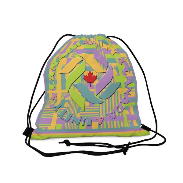 Outdoor Drawstring Bag  - Unity4Canada - Pastels - Geometric BG - Image 4