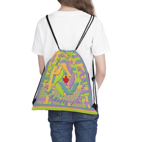 Outdoor Drawstring Bag  - Unity4Canada - Pastels - Geometric BG - Image 5