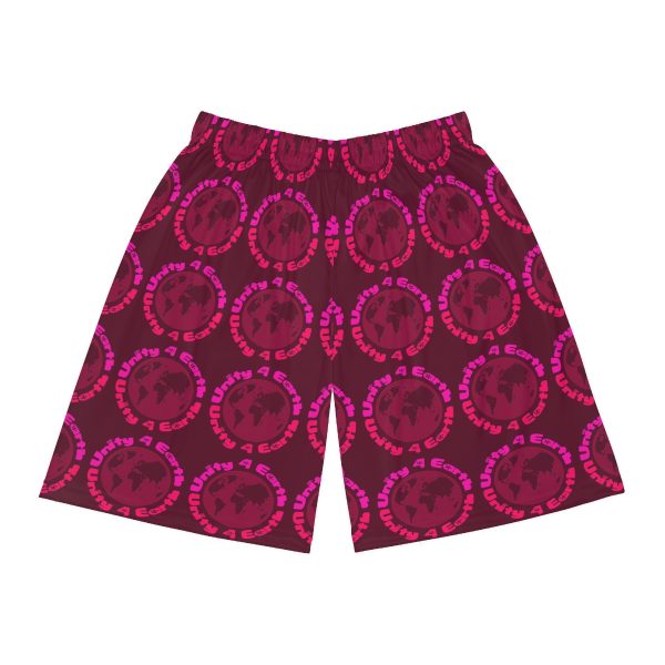 Basketball Shorts (AOP) - Unity4Earth - Pinks - Wine BG - Image 2