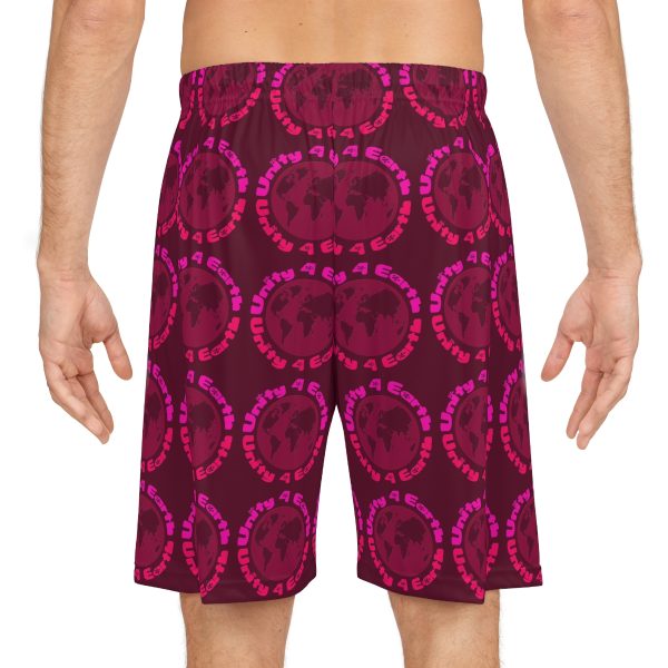 Basketball Shorts (AOP) - Unity4Earth - Pinks - Wine BG - Image 4