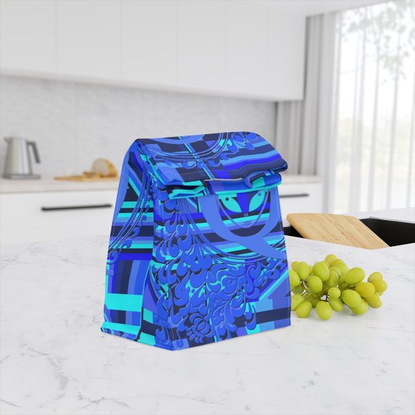 Polyester Lunch Bag - Q Splash Geometric Multi Blue BG - Image 7