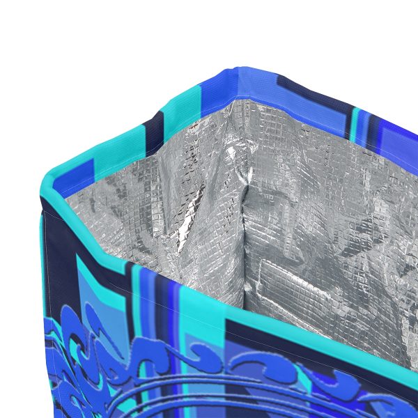 Polyester Lunch Bag - Q Splash Geometric Multi Blue BG - Image 8