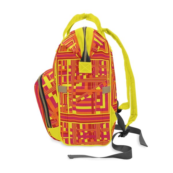 Multifunctional Diaper Backpack - Unity4Canada - Sunset Colours - Geometric BG - Image 3
