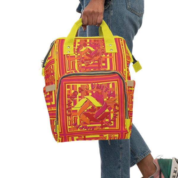 Multifunctional Diaper Backpack - Unity4Canada - Sunset Colours - Geometric BG - Image 7