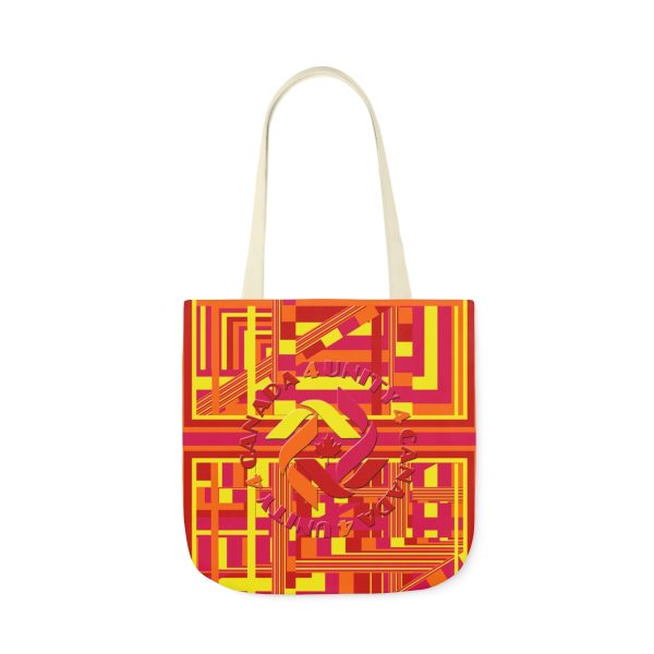 Polyester Canvas Tote Bag (AOP) - Unity4Canada - Sunset Colours - Geometric BG - Image 5