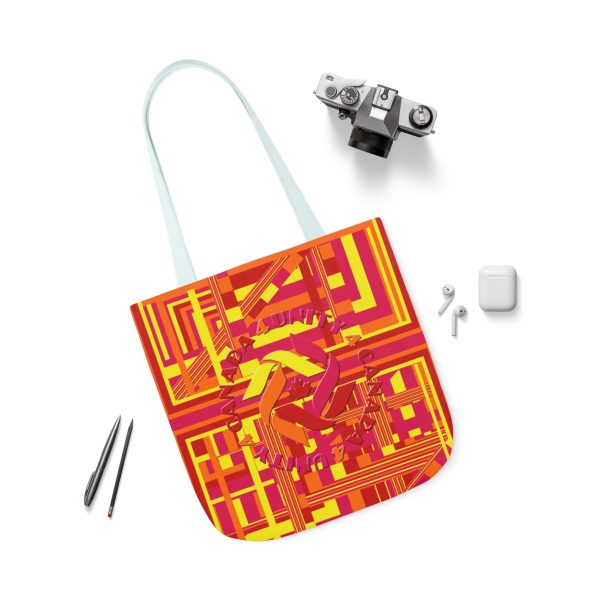 Polyester Canvas Tote Bag (AOP) - Unity4Canada - Sunset Colours - Geometric BG - Image 11