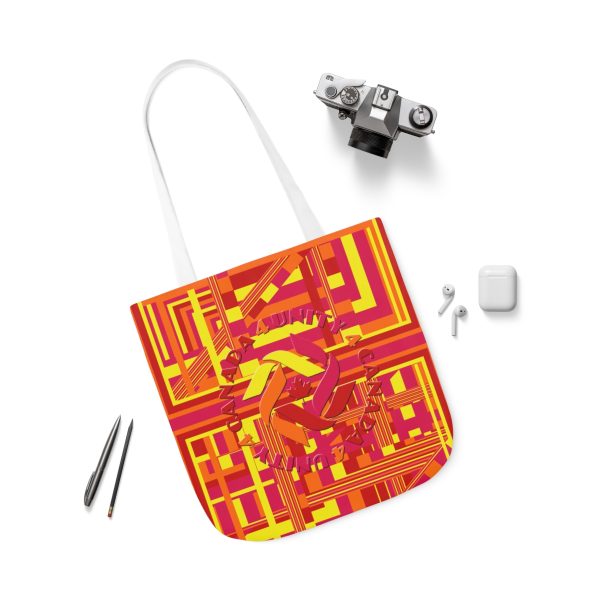 Polyester Canvas Tote Bag (AOP) - Unity4Canada - Sunset Colours - Geometric BG - Image 4