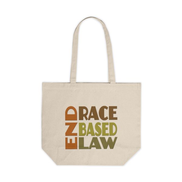 Canvas Shopping Tote - END RACE BASED LAW - Earth Tones - Image 2