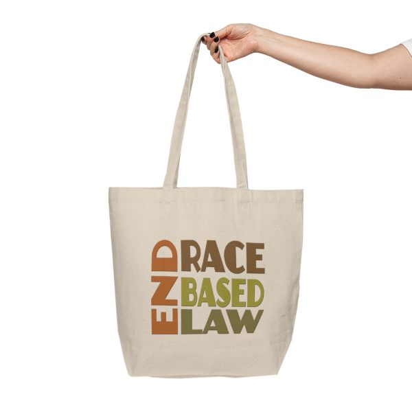 Canvas Shopping Tote - END RACE BASED LAW - Earth Tones - Image 4