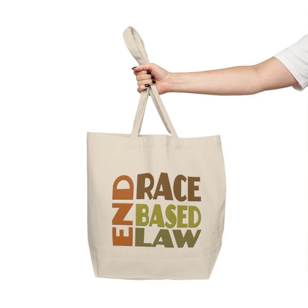 Canvas Shopping Tote - END RACE BASED LAW - Earth Tones - Image 6