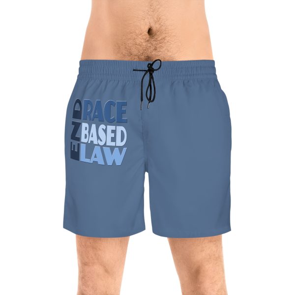 Men's Mid-Length Swim Shorts (AOP) - END RACE BASED LAW - Blues - Blue BG - Image 9