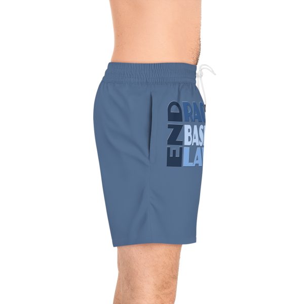 Men's Mid-Length Swim Shorts (AOP) - END RACE BASED LAW - Blues - Blue BG - Image 5