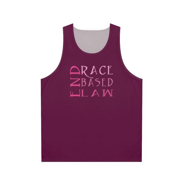 Unisex Tank Top (AOP) - END RACE BASED LAW - Pinks Caldera - Purple BG - Image 2