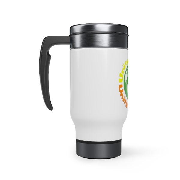 Stainless Steel Travel Mug with Handle, 14oz - Unity4Earth - YellowOrange - Image 3