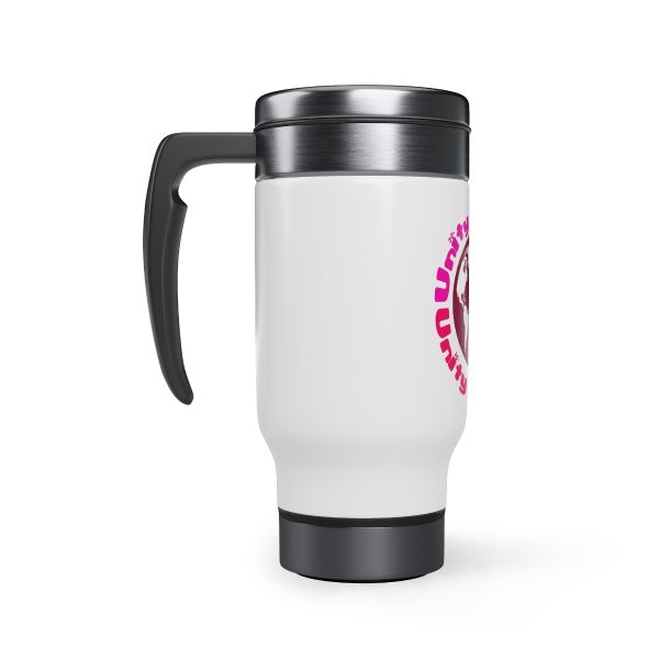 Stainless Steel Travel Mug with Handle, 14oz - Unity4Earth - Pinks - Image 3