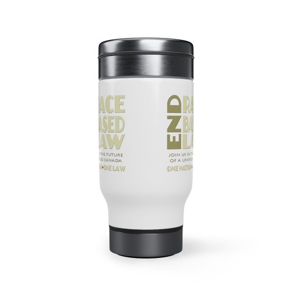 Stainless Steel Travel Mug with Handle, 14oz - END RACE BASED LAW Canada - Beige