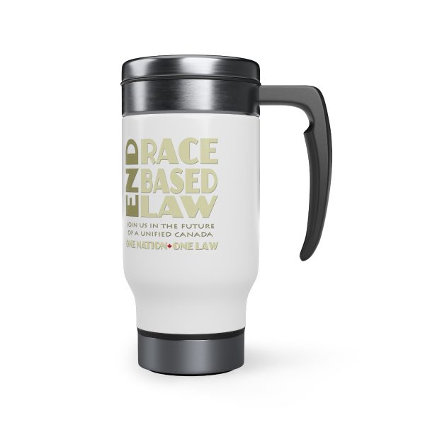 Stainless Steel Travel Mug with Handle, 14oz - END RACE BASED LAW Canada - Beige - Image 4