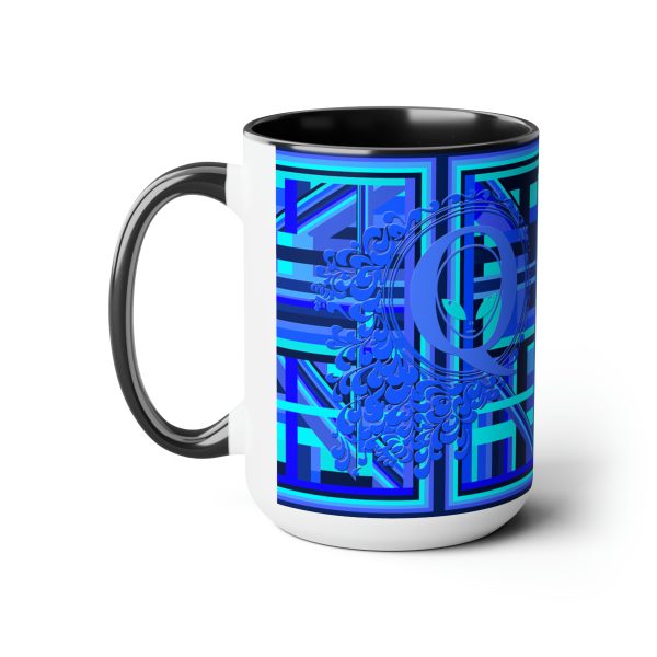 Two-Tone Coffee Mugs, 15oz - Q Splash Geometric Multi Blue BG - Image 6