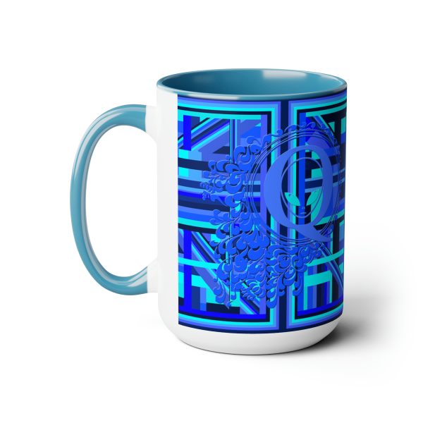 Two-Tone Coffee Mugs, 15oz - Q Splash Geometric Multi Blue BG - Image 11